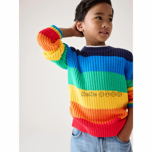 10岁F40 英国Little 儿童彩虹条纹渐变毛衣纯棉1 代购 606 Bird正品
