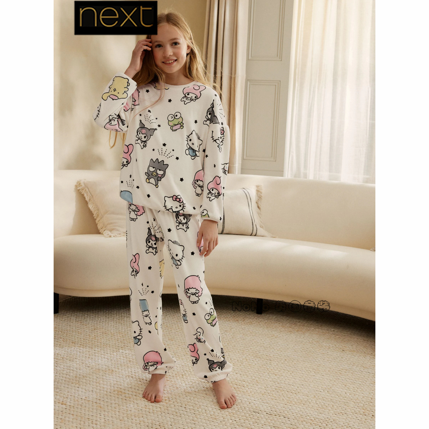 英国Next女大童亲子kitty美乐蒂长袖家居服睡衣裤3-16岁F28-855