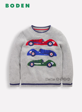 英国Mini BODEN男童灰色红蓝赛车毛衣针织套衫羊毛2-10岁B3060