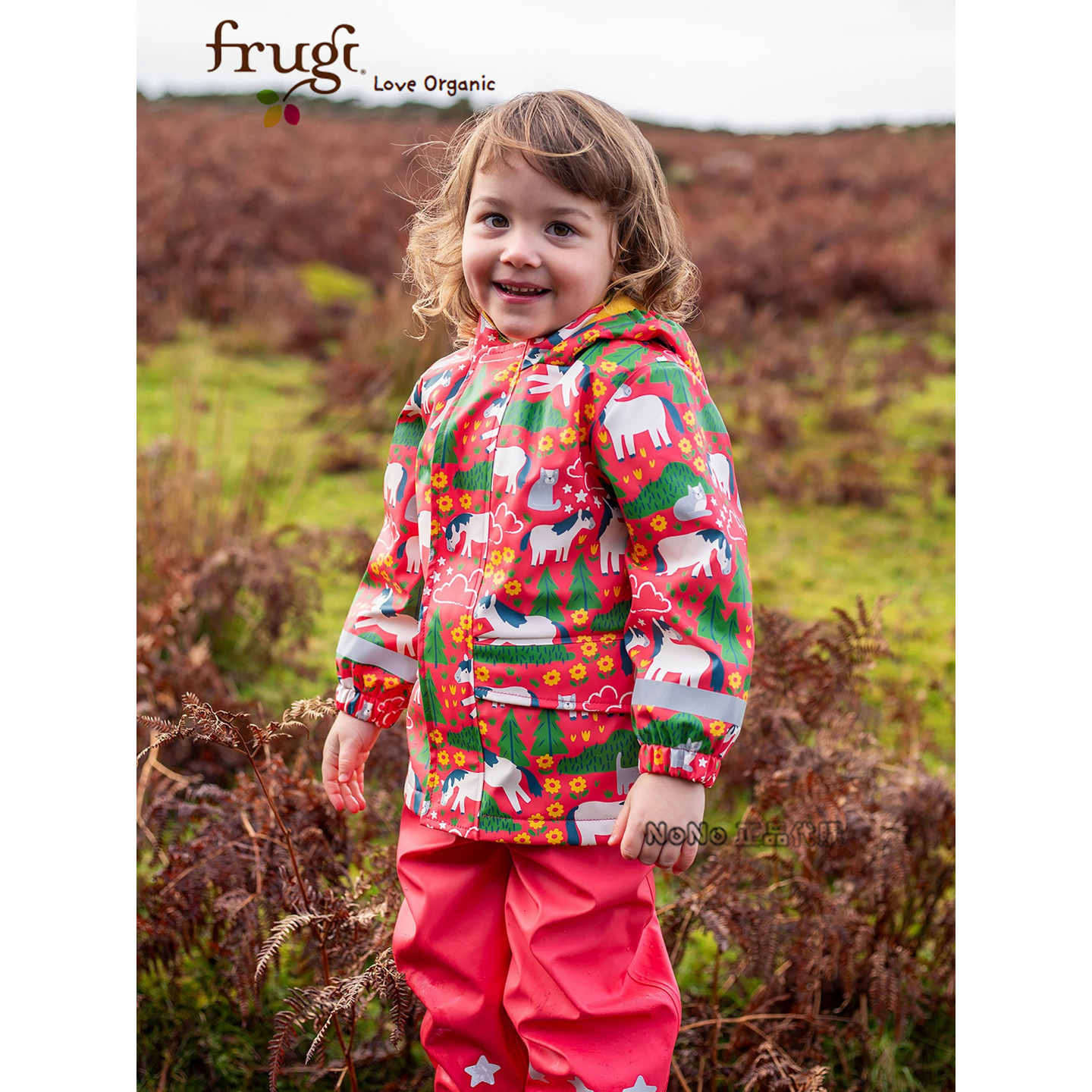 英国FRUGI正品NEXT有机女童小猫马加绒风衣外套防风雨227-149