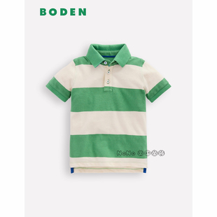英国Mini BODEN男童绿白色条纹百搭POLO衫短袖T恤全棉2-14岁B2875