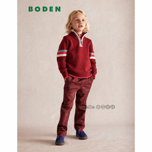 英国Mini BODEN男童红色新年半高领毛衣针织衫羊毛2-14岁B3074