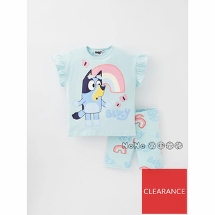 全棉套装 T恤休闲骑行打底短裤 儿童彩虹布鲁伊宾果短袖 英国TU正品