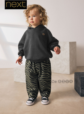 代购英国正品Next儿童灰色斑马纹卫衣运动裤休闲套装1-7岁H14-855