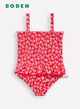 英国Mini BODEN粉红色爱心裙吊带连体泳衣温泉防晒2-10岁G5918