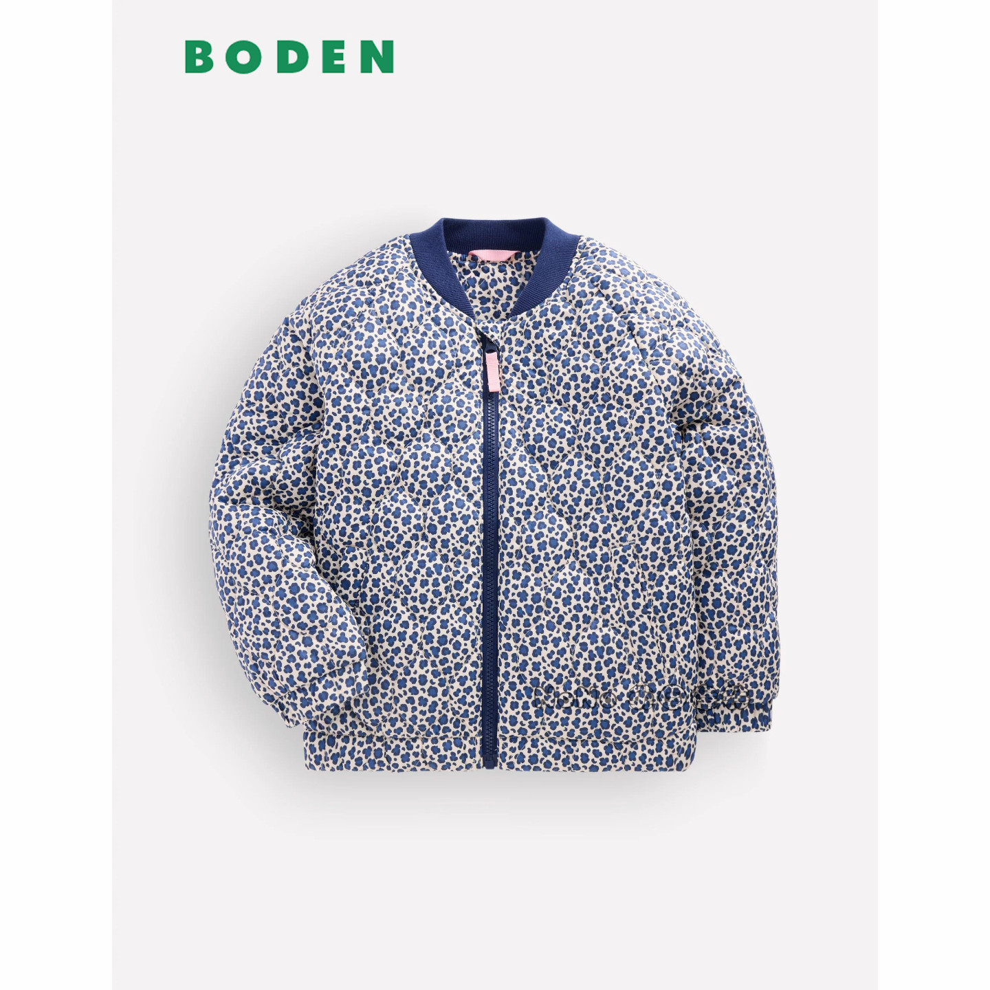 英国Mini BODEN正品女童蓝色豹纹外套棉服棉衣2-14岁新款G6084