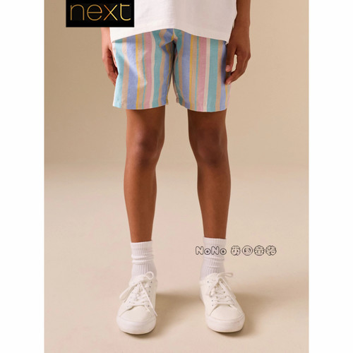 英国Next正品男女大童款彩虹条纹短裤休闲全棉新款3-16岁W86-276