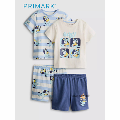 代购英国Primark儿童蓝白色布鲁伊宾果全棉短袖家居服睡衣裤外穿