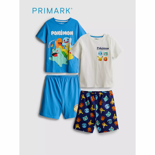 代购英国Primark男童蓝灰色宝可梦杰尼龟短袖家居服睡衣裤可外穿