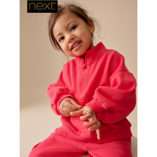 英国Next女童新年珊瑚粉红色卫衣运动衫套头圆领1-7岁新款H55-504