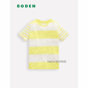 英国Mini BODEN正品儿童黄白色条纹短袖T恤全棉2-14岁新款B2967