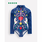 连体泳衣温泉防晒2 英国Mini BODEN蓝色独角兽彩虹长袖 12岁G6043