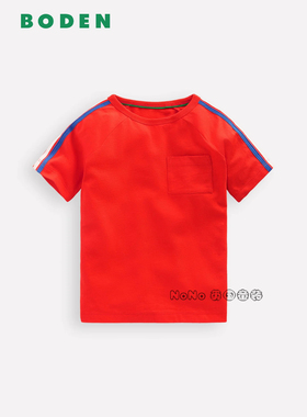 代购英国Mini BODEN男童橙色条纹挖掘机短袖T恤全棉2-14岁B3159