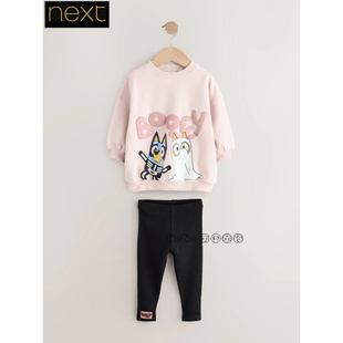 英国Next正品代购女童万圣节布鲁伊BLUEY卫衣打底裤套装AR3-404