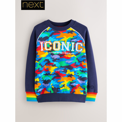 英国Little Bird正品男童彩虹迷彩长袖纯棉卫衣线圈1-10岁F40-605