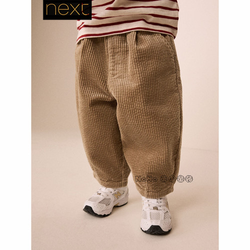 Next英国正品儿童卡其棕色灯芯绒休闲长裤全棉1-7岁新款G88-278