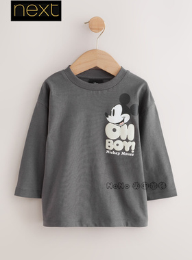 英国Next代购正品男童灰色米奇迪士尼纯棉长袖T恤1-8岁F29-914
