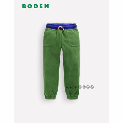 英国Mini Boden儿童绿摇粒绒保暖休闲卫裤松紧长裤2-14岁B2844