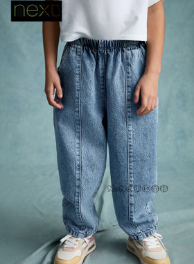 英国Next代购女大童亲子浅蓝色牛仔裤纯棉弯道裤3-16岁E41-666