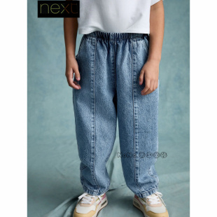 英国Next代购女大童亲子浅蓝色牛仔裤纯棉弯道裤3-16岁E41-666