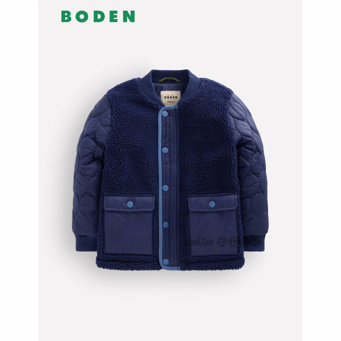 英国Mini BODEN男童藏青色外套棉衣棉服毛毛立领2-14岁新款B3268
