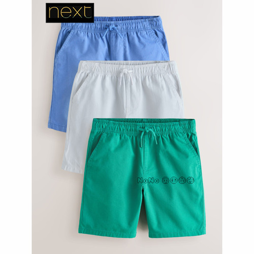 Next正品英国男大童亲子蓝白绿色短裤休闲全棉3-16岁新款W91-423