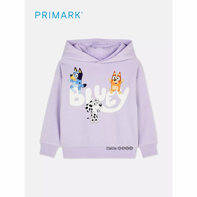 英国PRIMARK正品代购女童紫色布鲁伊卫衣运动衫纯棉休闲宾果连帽