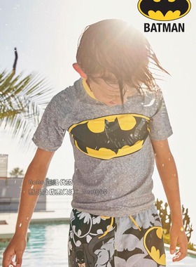 现货Next英国正品男童灰色蝙蝠侠泳衣泳裤batman冲浪服防晒