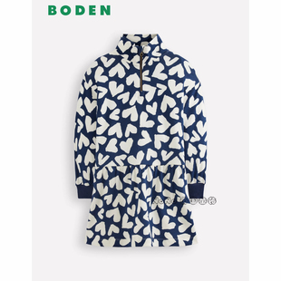代购英国Mini Boden女童藏青色爱心卫衣连衣裙纯棉2-12岁G5743