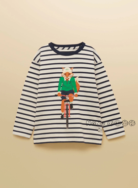 英国兔Next官网代购儿童条纹狐狸长袖T恤运动纯棉1-10岁H27-348