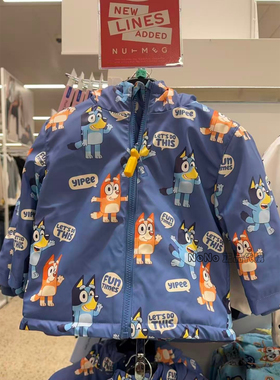 现货英国nutmeg正品蓝色布鲁伊宾果外套加厚棉服连帽防寒服保暖