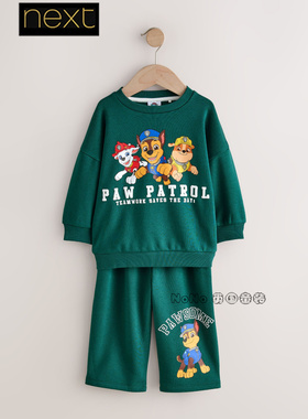 英国Next儿童绿色汪汪队印花卫衣宽松运动裤休闲套装1-7岁F67-030
