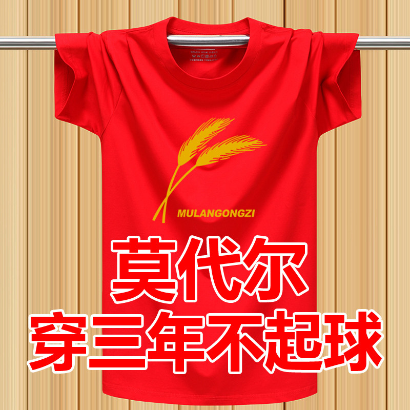 夏季莫代尔丝光棉弹力薄款短袖T恤衫宽松大码纯棉印花半袖体恤男 - 实物图