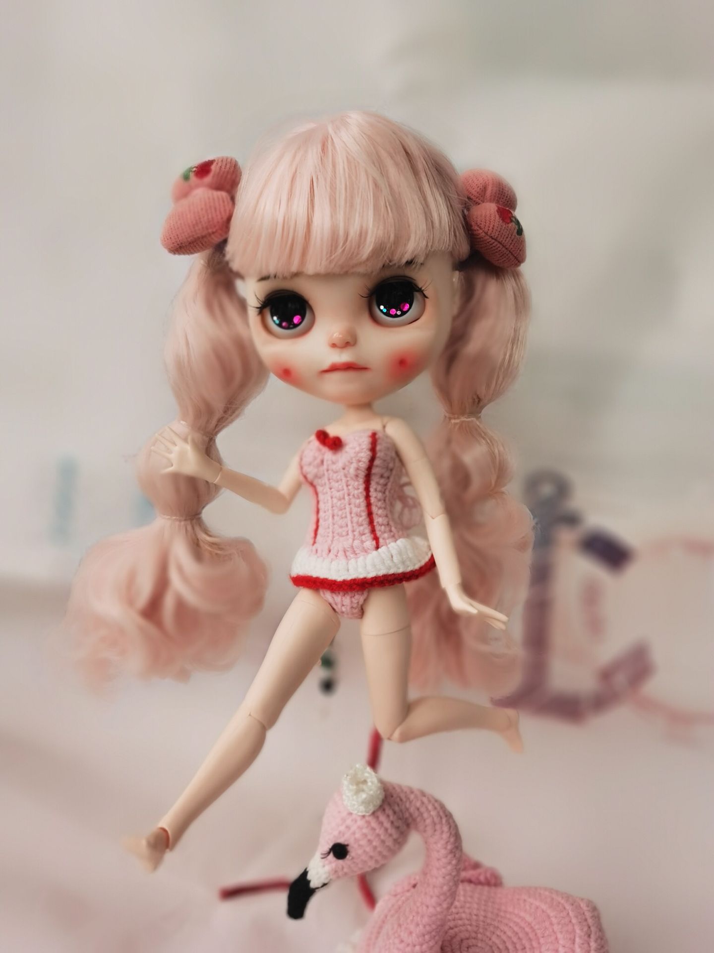 HobgobLin粉辫子长发抿嘴红酒窝女娃 小布私人订制改娃成品 定金