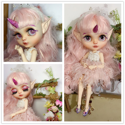 独角兽改娃 蕾丝眼皮精灵耳朵一对 配新Ob24新苏通 手工眼片 定金