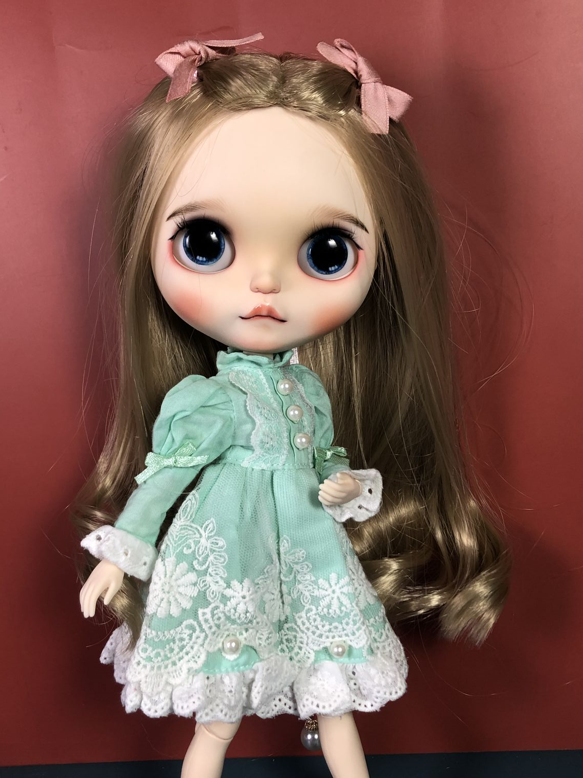正改 咬嘴唇妆容 双眼皮手绘花眼皮后脑  blythe小布娃娃改妆定金