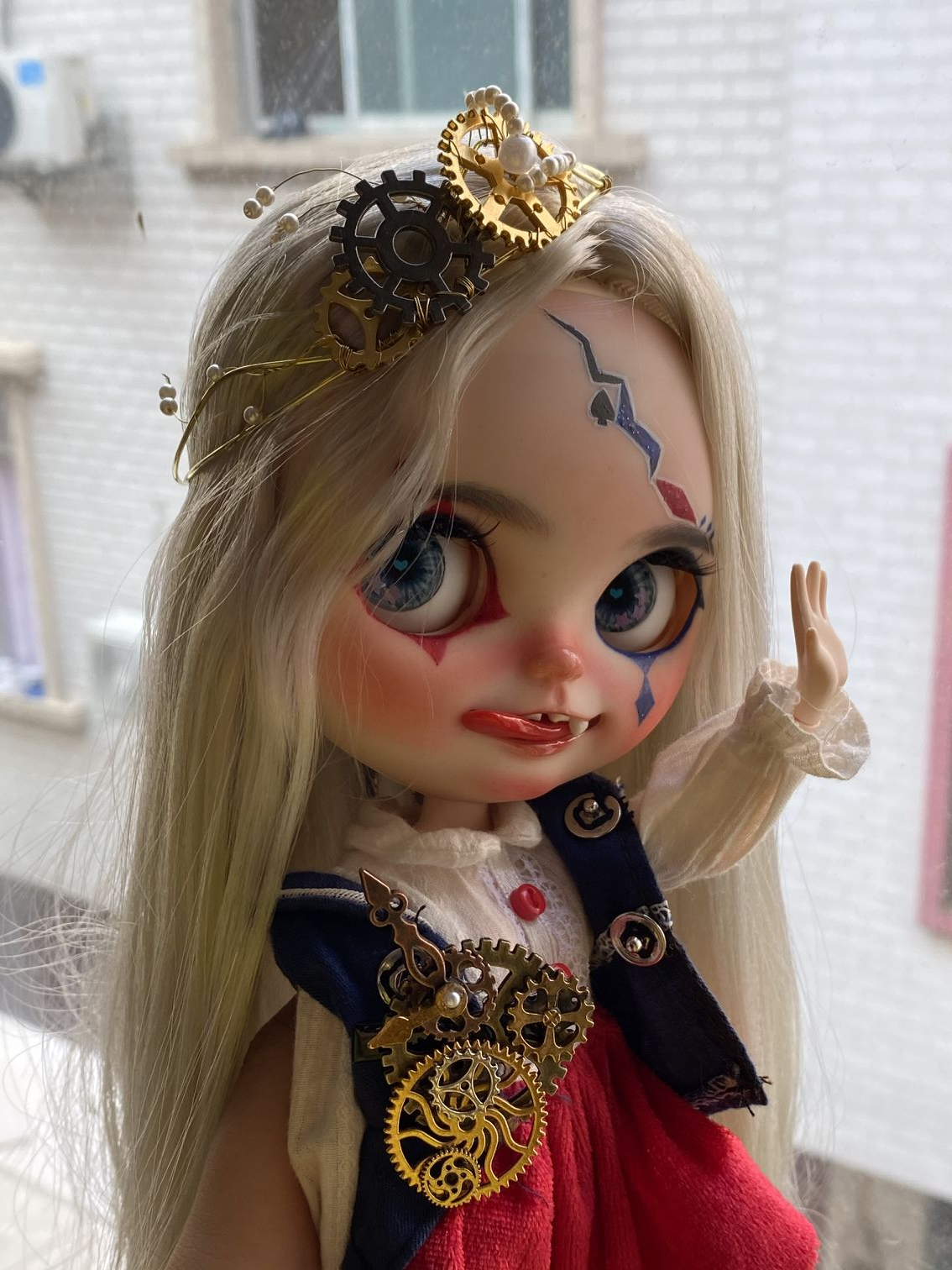 HobgobLin扑克牌主题面纹 黑暗风红蓝小丑女孩 小布改娃订制定金