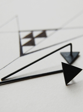 法国巴黎 AgJc 原创手作 极简主义 925纯银氧化银 耳环 耳坠 现货