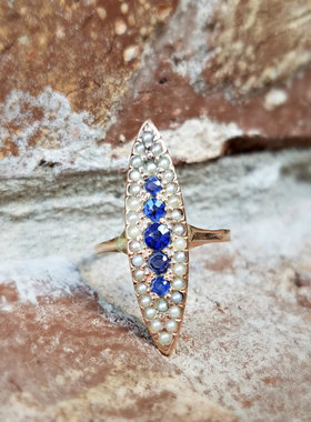 古董维多利亚风蓝宝石戒指现货