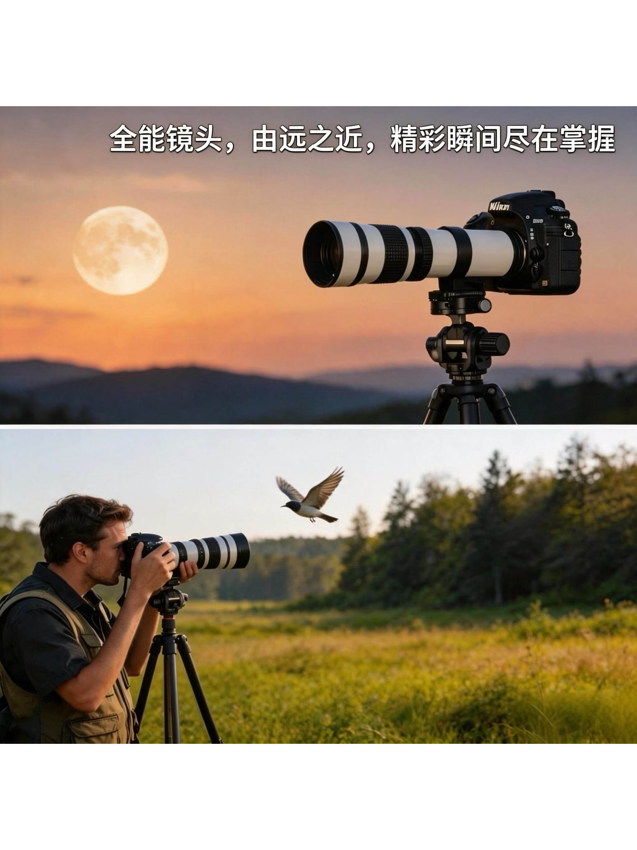 The JINTU 420-800mm f8.3 telephoto lens is suitable for shooting moon and bird shots, manual focus, and is suitable for DSLR mirrorless cameras