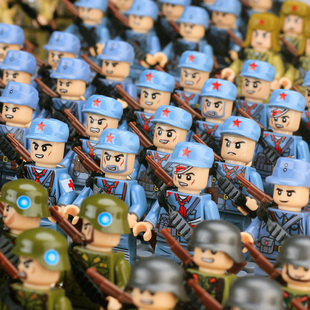 二战士兵人仔军事积木红军战争打仗小人德国国防军八路军拼装玩具