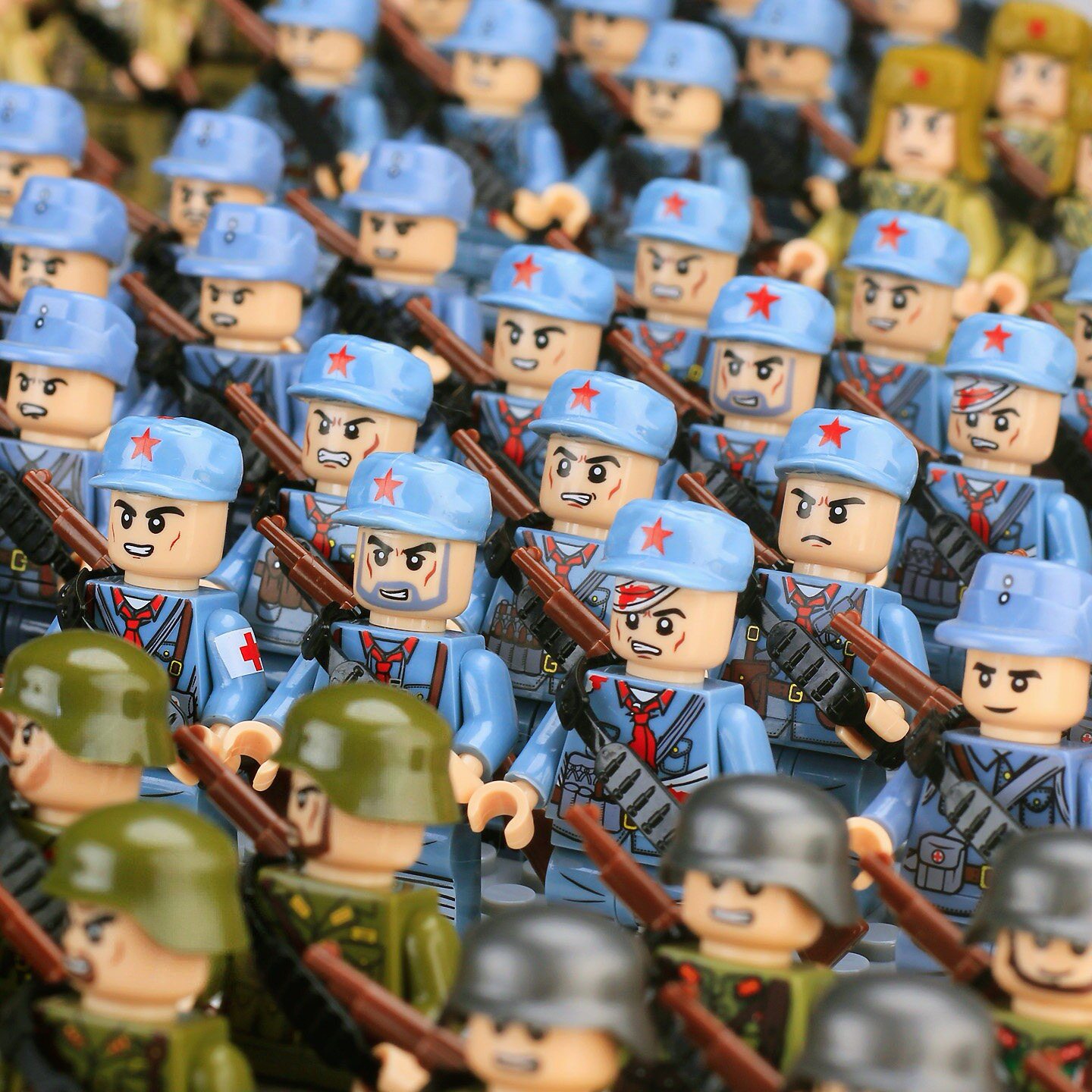 二战士兵人仔军事积木红军战争打仗小人德国国防军八路军拼装玩具