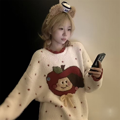 冬季睡衣女保暖加厚软绵绵珊瑚绒卡通甜美网红慵懒风家居服可外穿