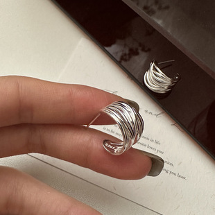 法国【设计师】CARLINE纯银多线条耳环ins设计风简约弧形耳钉耳饰