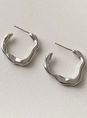 法国【设计师】CARLINE不规则C形耳环ins冷淡风通勤小众设计几何