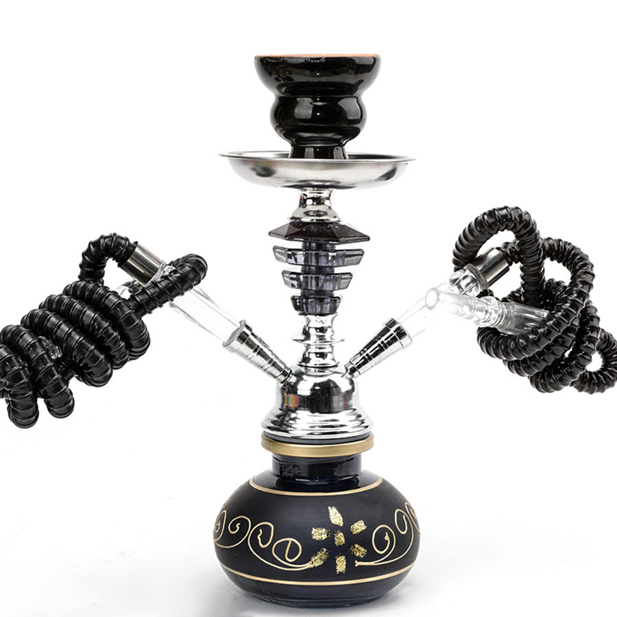 水烟壶小号套装双管水烟配件不锈钢葫芦款shisha/hookah跨境货源 - 实物图