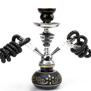 水烟壶小号套装双管水烟配件不锈钢葫芦款shisha/hookah跨境货源
