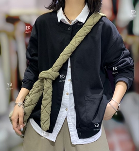 外搭上衣 春秋时尚 7290 奢潮圆领简约宽松百搭气质卫衣外套女装