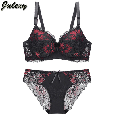 Julexy Solid Color Sexy Áo lót ren châu Âu và châu Mỹ Nữ Cám dỗ Thong Thin Cup CD Cup Bộ đồ lót đồ tắm biển