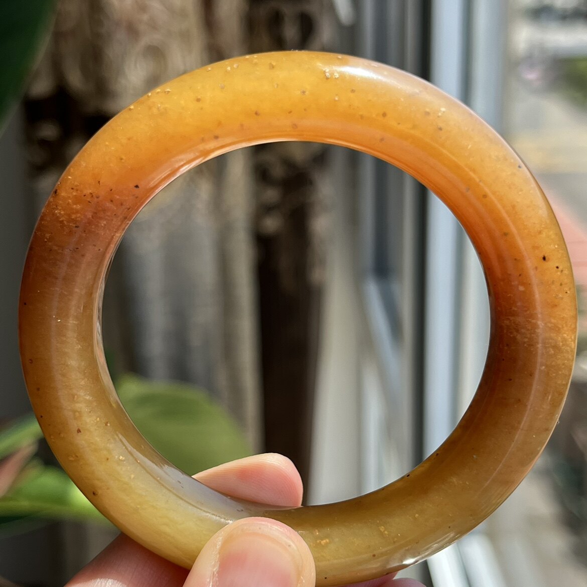 天然岫玉辽阳花玉红糖金沙手镯58加口径可盘红透正品包邮